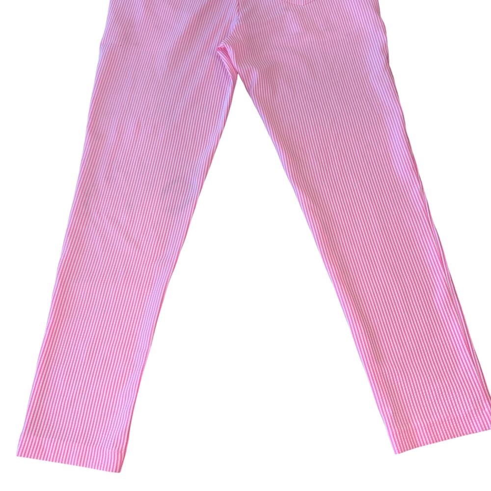 Resort Wear Lilly Pulitzer Luxletic Corso Pant Havana Pink Seersucker Striped 12 - Picture 10 of 10